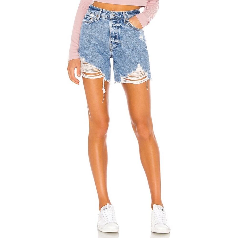 New GRLFRND Jourdan Distressed Cutoff Denim Shorts One Last Song Women's Size 24